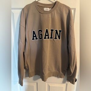 Topman "Again" crewneck sweatshirt, taupe, sz M, cotton, fall, casual